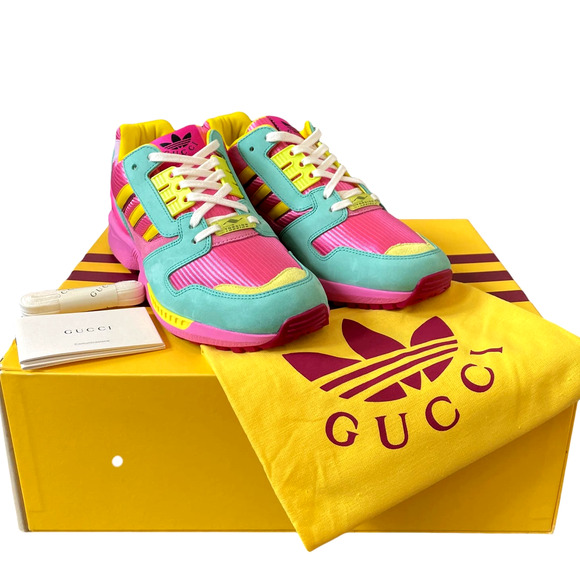 Gucci X Adidas ZX 8000 Low Top Sneakers Womens Pink Green 8US 8.5 New